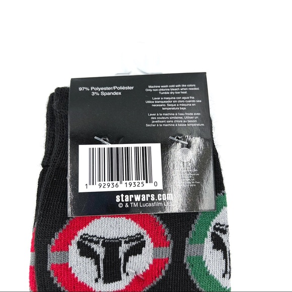New Men’s Disney Star Wars The Book Of Boba Fett Boba Fett Crew Socks Size 6-12 - Picture 4 of 5